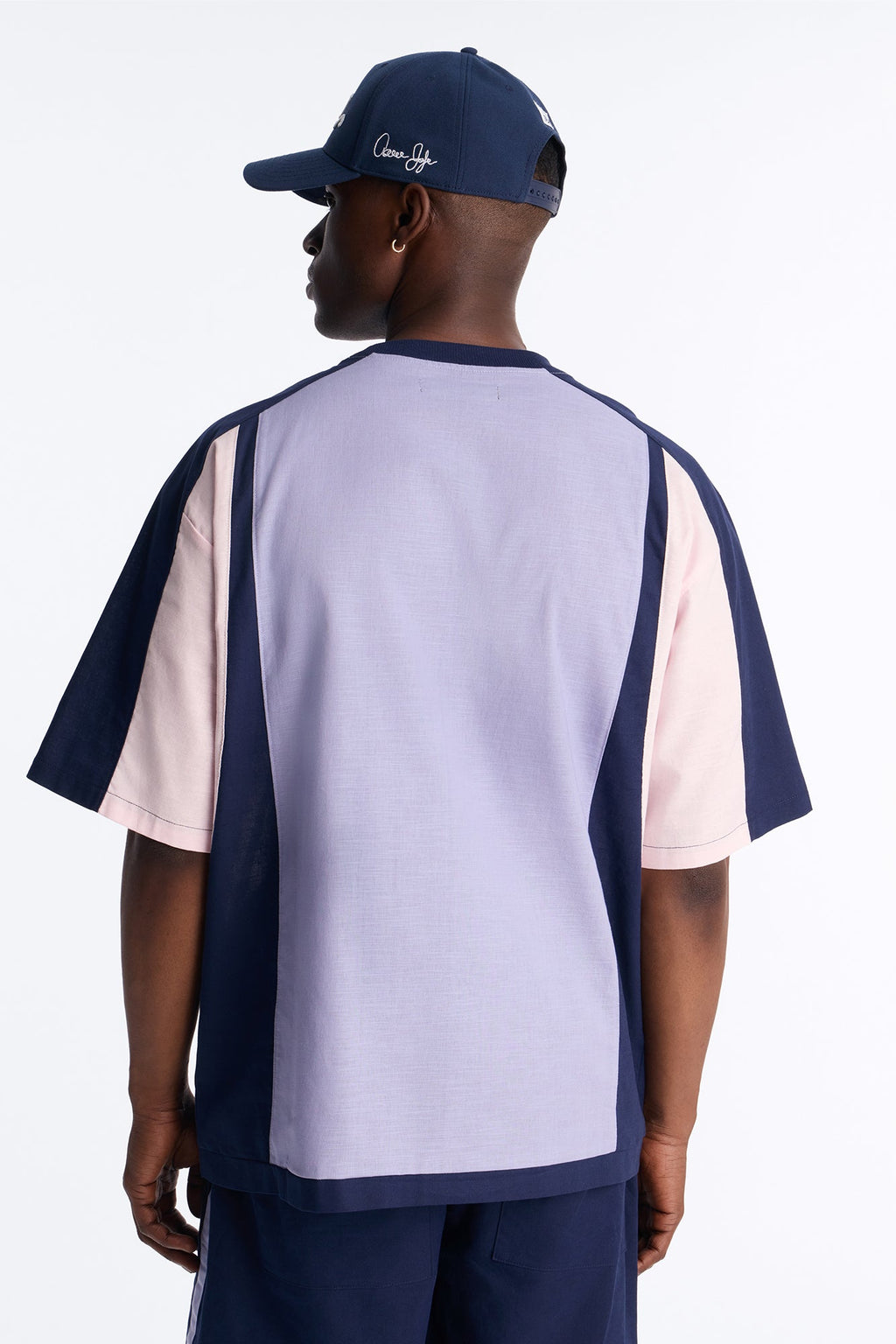 Basic Color Block Short Sleeve Tee - Purple/combo image 4