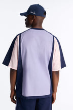 Basic Color Block Short Sleeve Tee - Purple/combo image 4