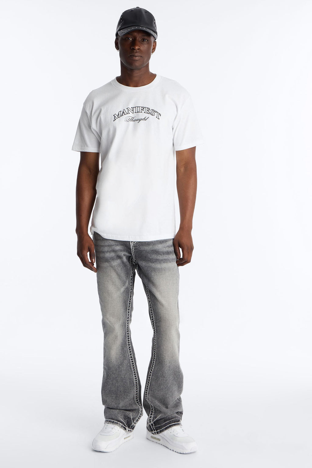 Heavy Stitch Stacked Skinny Flare Jean - Grey image 2