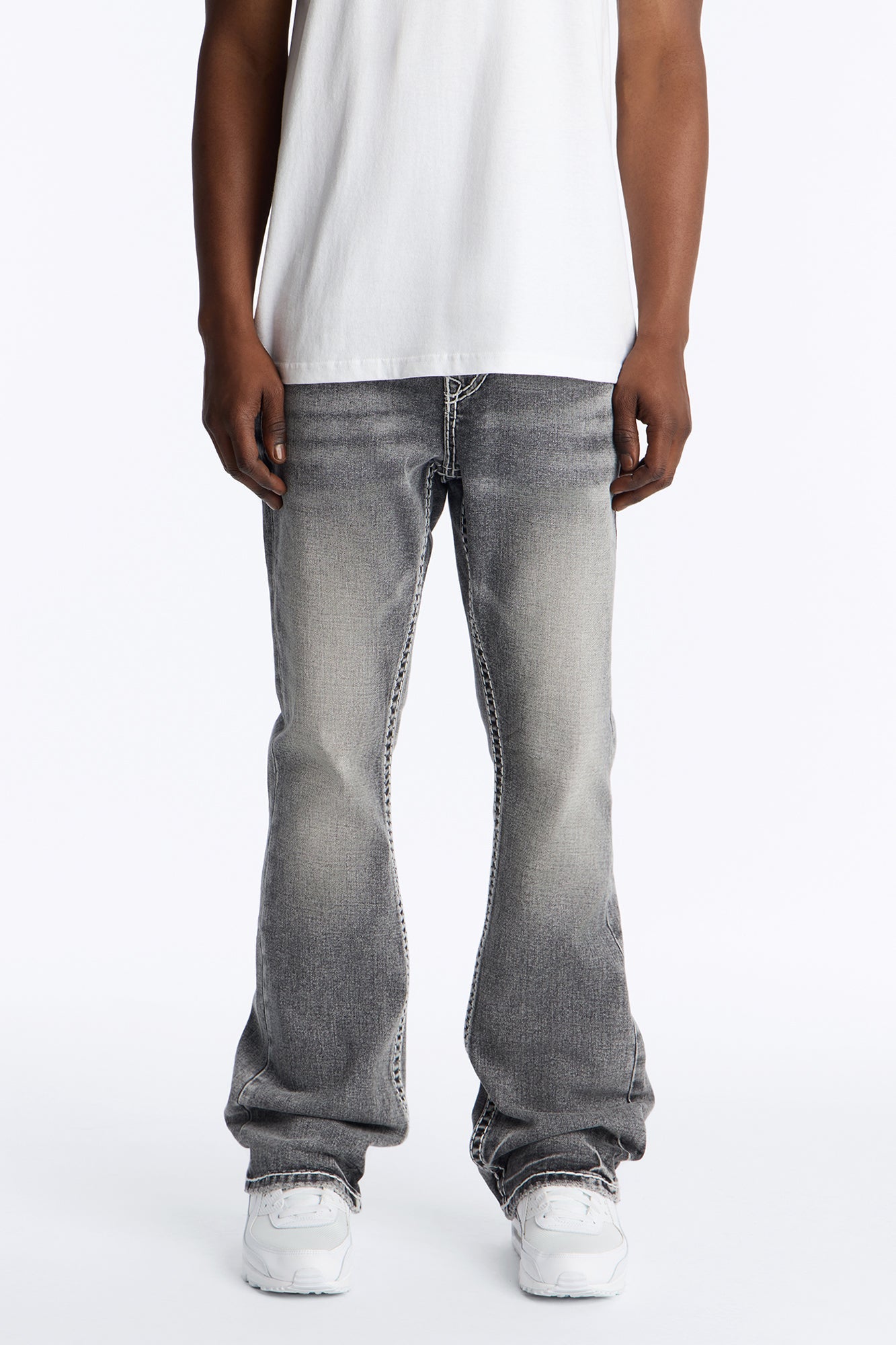 Heavy Stitch Stacked Skinny Flare Jean - Grey image 1