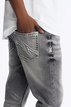 Heavy Stitch Stacked Skinny Flare Jean - Grey image 4