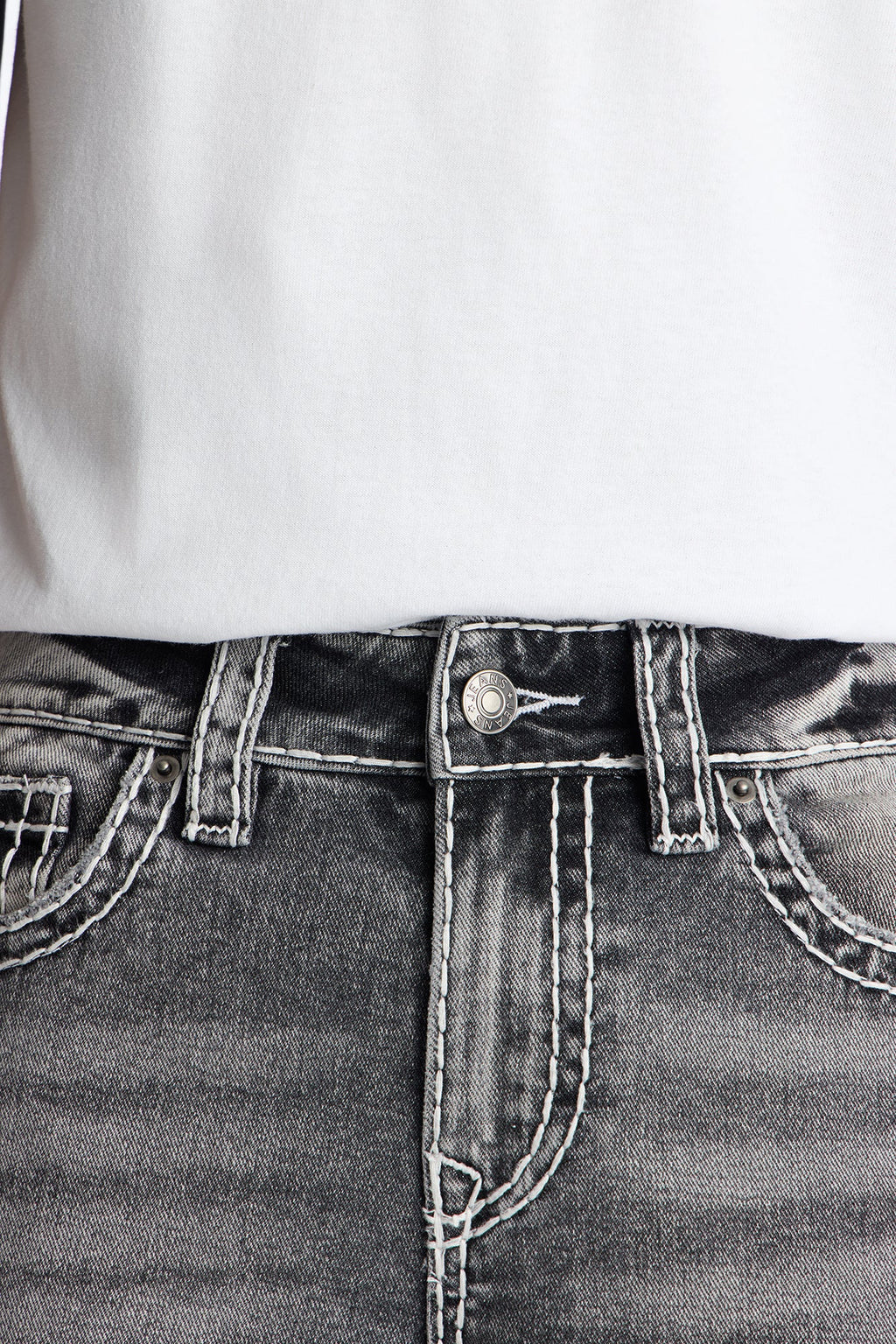 Heavy Stitch Stacked Skinny Flare Jean - Grey image 3