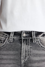 Heavy Stitch Stacked Skinny Flare Jean - Grey image 3