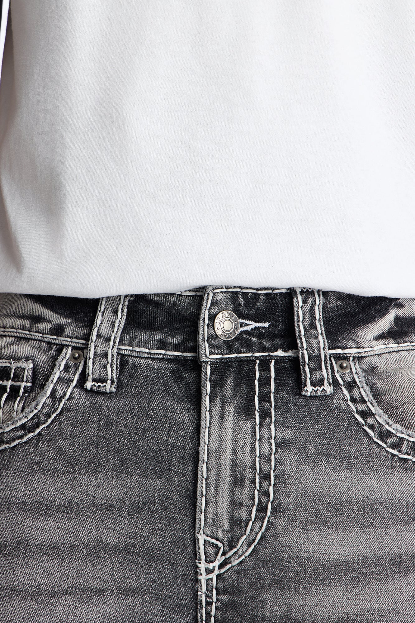 Heavy Stitch Stacked Skinny Flare Jean - Grey image 3