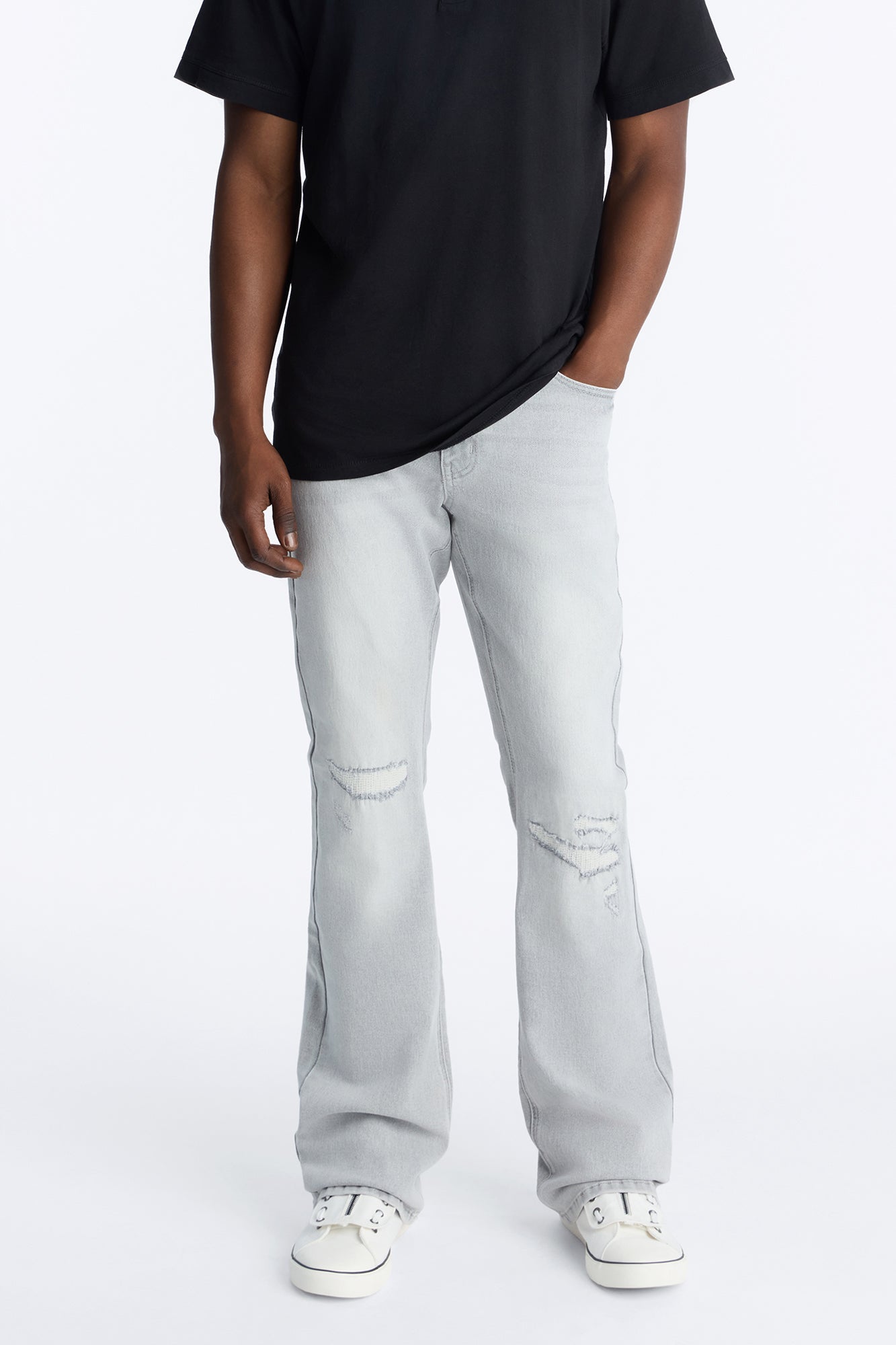 Dreamy Stacked Slim Flare Jeans - Grey image 1