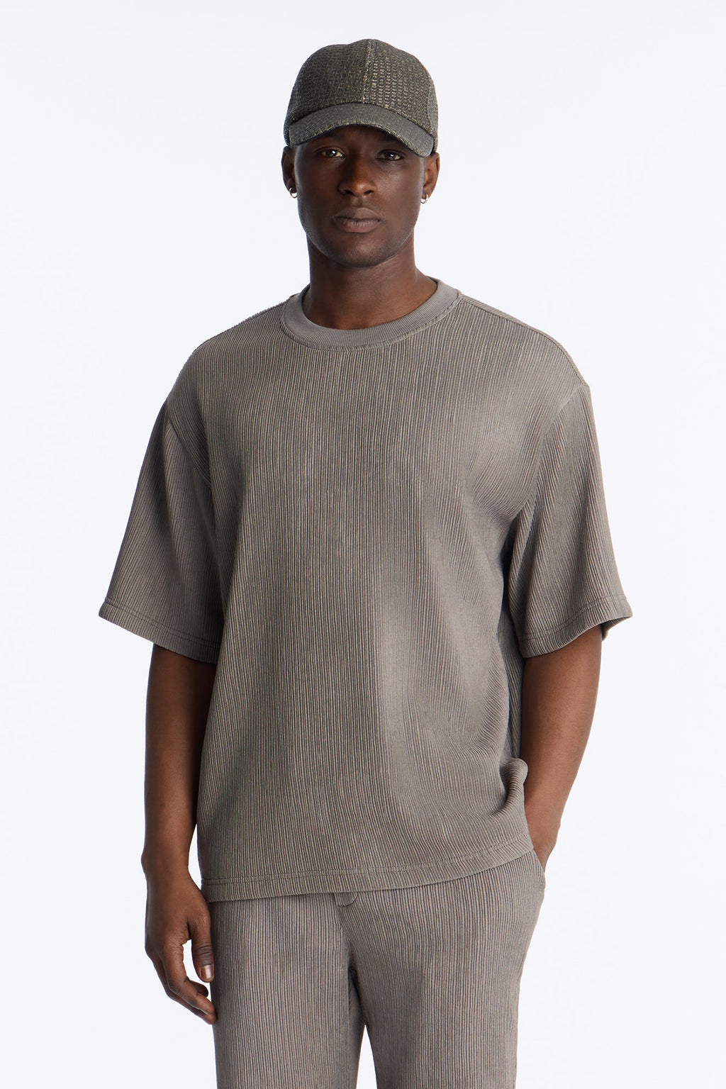 Pure Form Plisse Tee - Brown image 1
