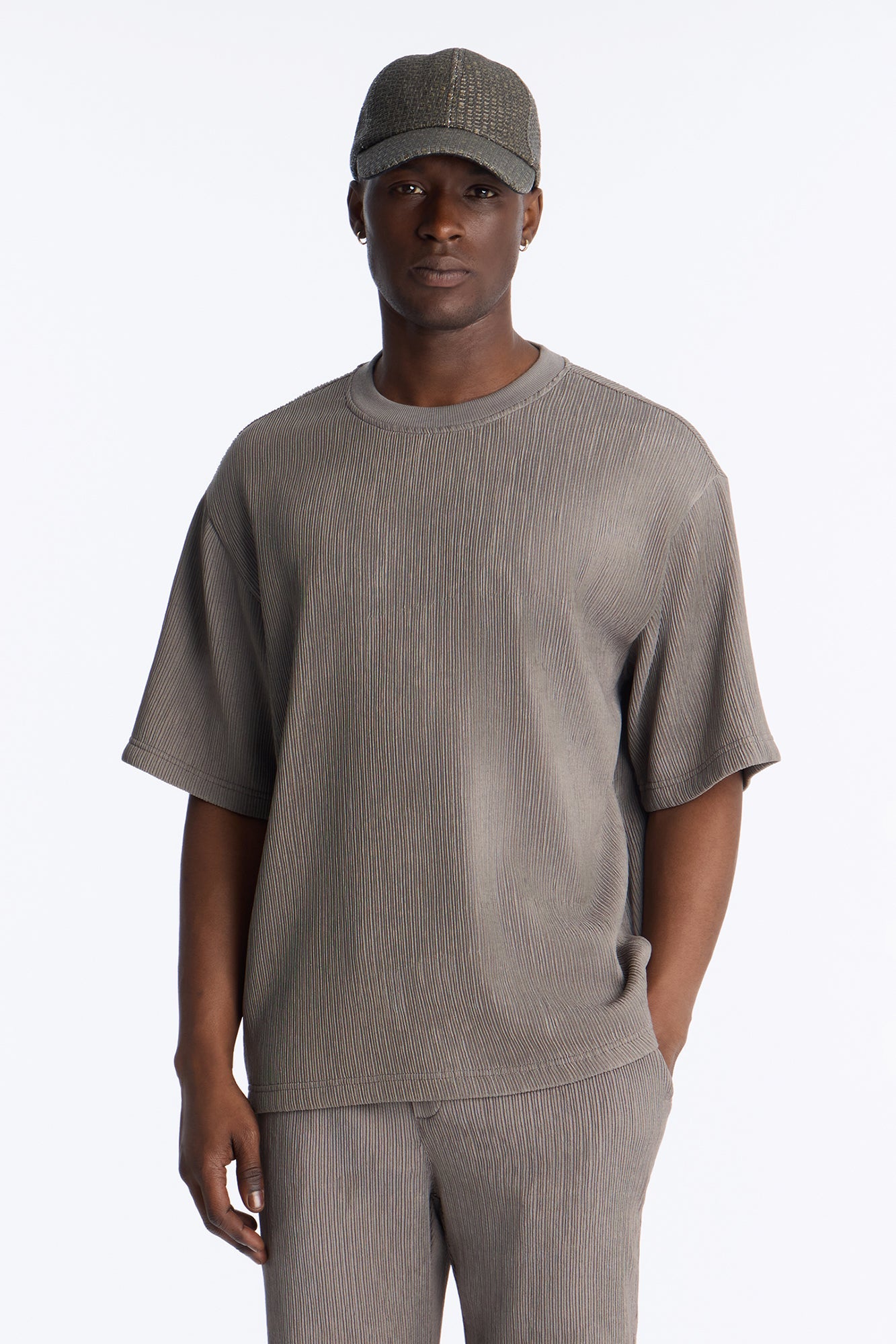 Pure Form Plisse Tee - Brown image 1