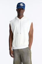 Classic Terry Cloth Sleeveless Hoodie - White image 1