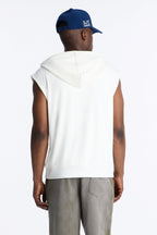 Classic Terry Cloth Sleeveless Hoodie - White image 4