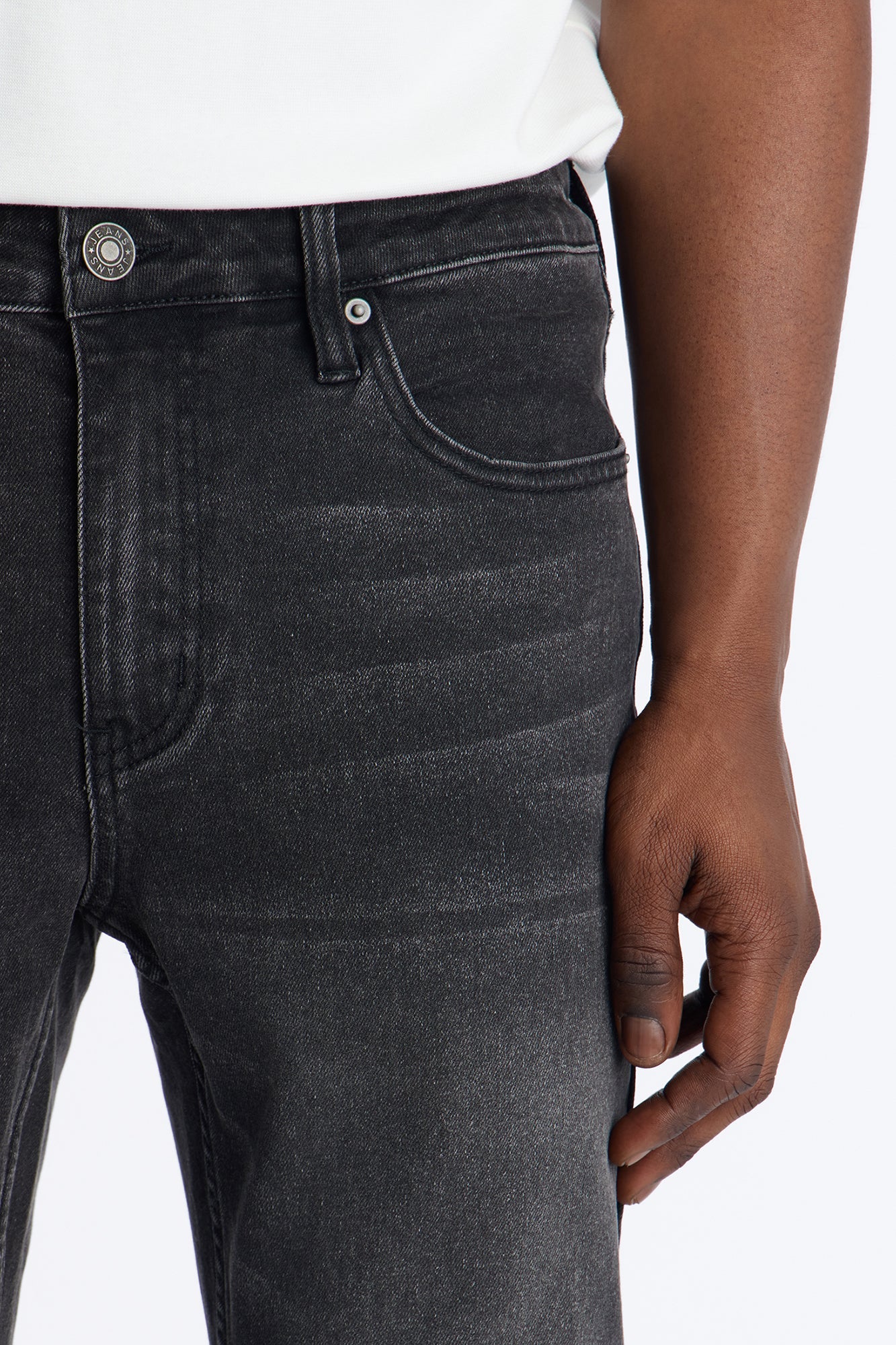 Upstanding Slit Stacked Skinny Flare Jean - Black Wash image 3