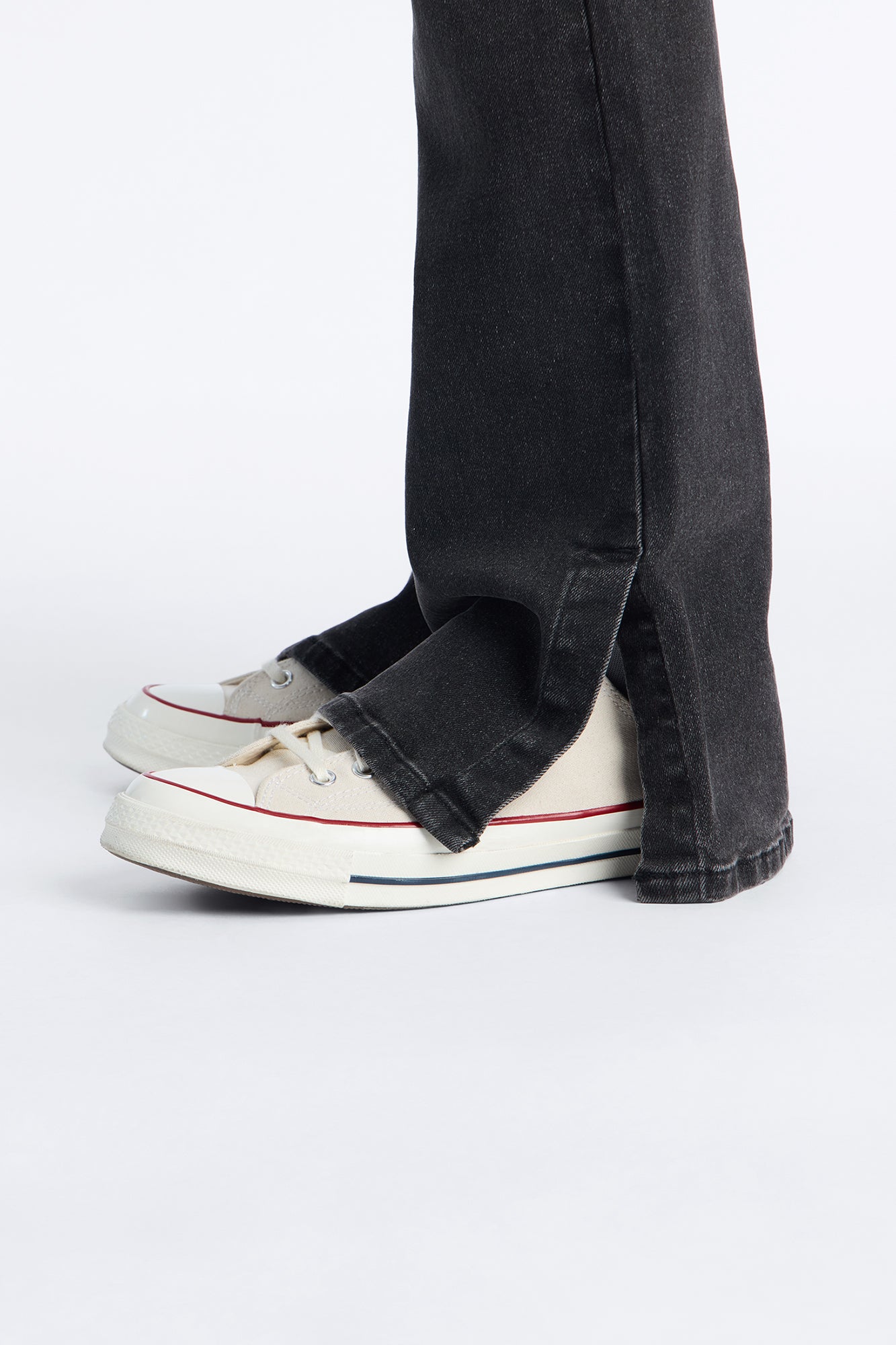 Upstanding Slit Stacked Skinny Flare Jean - Black Wash image 4
