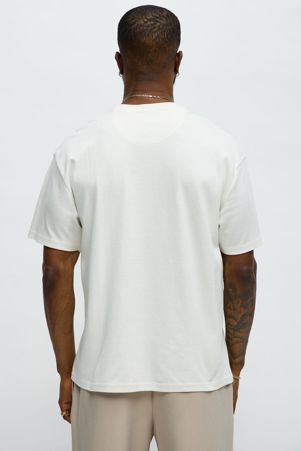 Textured Geometric Short Sleeve Tee - Off White image 4