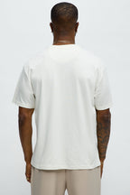 Textured Geometric Short Sleeve Tee - Off White image 4