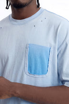 Inverse Pocket Wash Destructed Tee - Washed Blue image 3