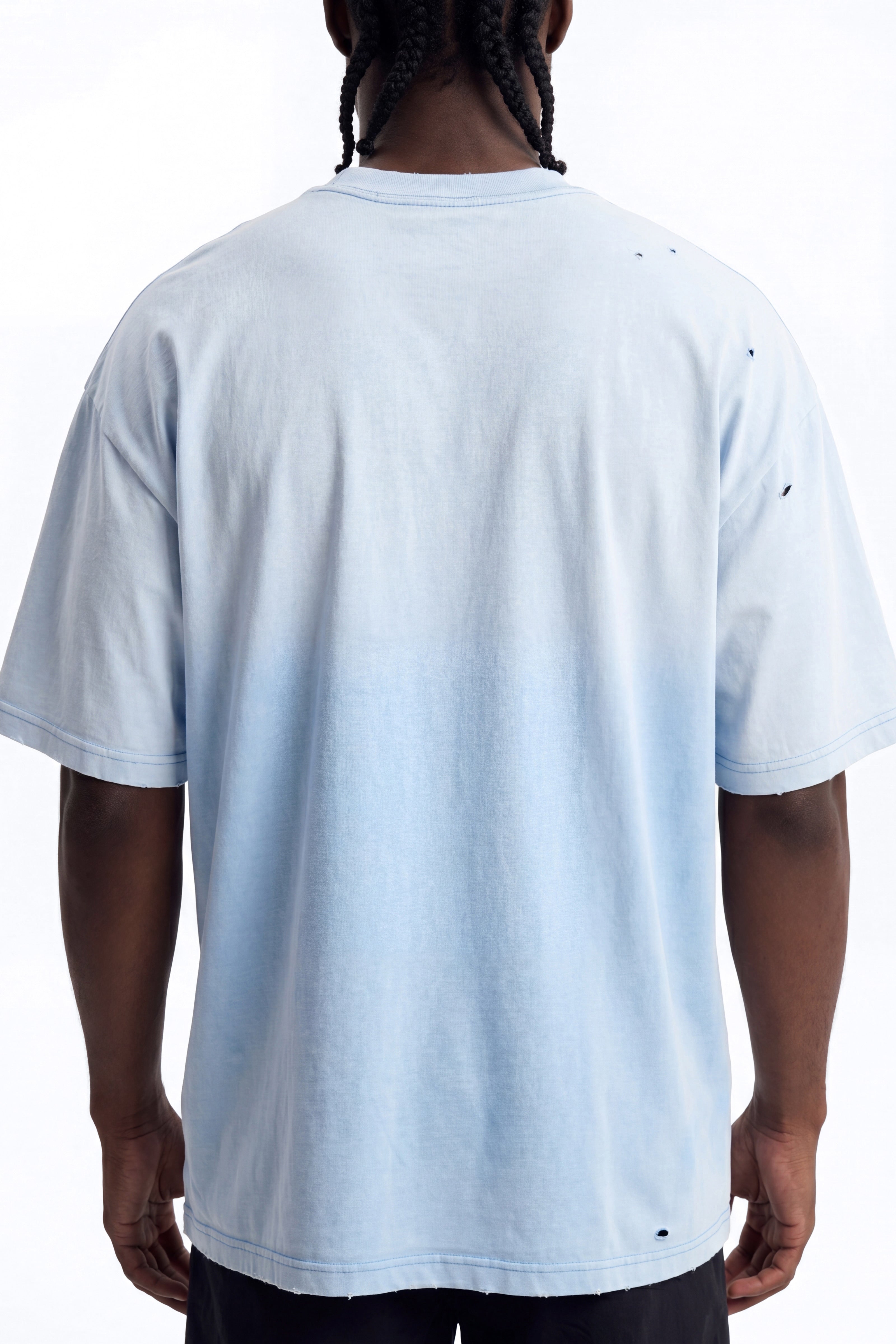 Inverse Pocket Wash Destructed Tee - Washed Blue image 4
