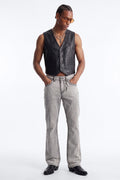 Heavy Stitch Sun Faded Stacked Skinny Flare Jeans - Grey image 1