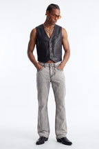 Heavy Stitch Sun Faded Stacked Skinny Flare Jeans - Grey image 1