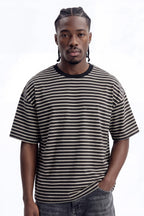 Tate Stripe Oversized Crewneck Tee - Black/combo image 1