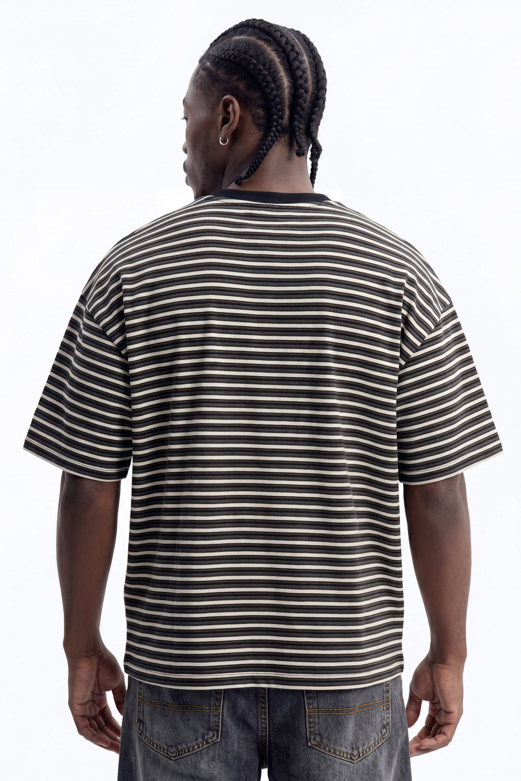 Tate Stripe Oversized Crewneck Tee - Black/combo image 4