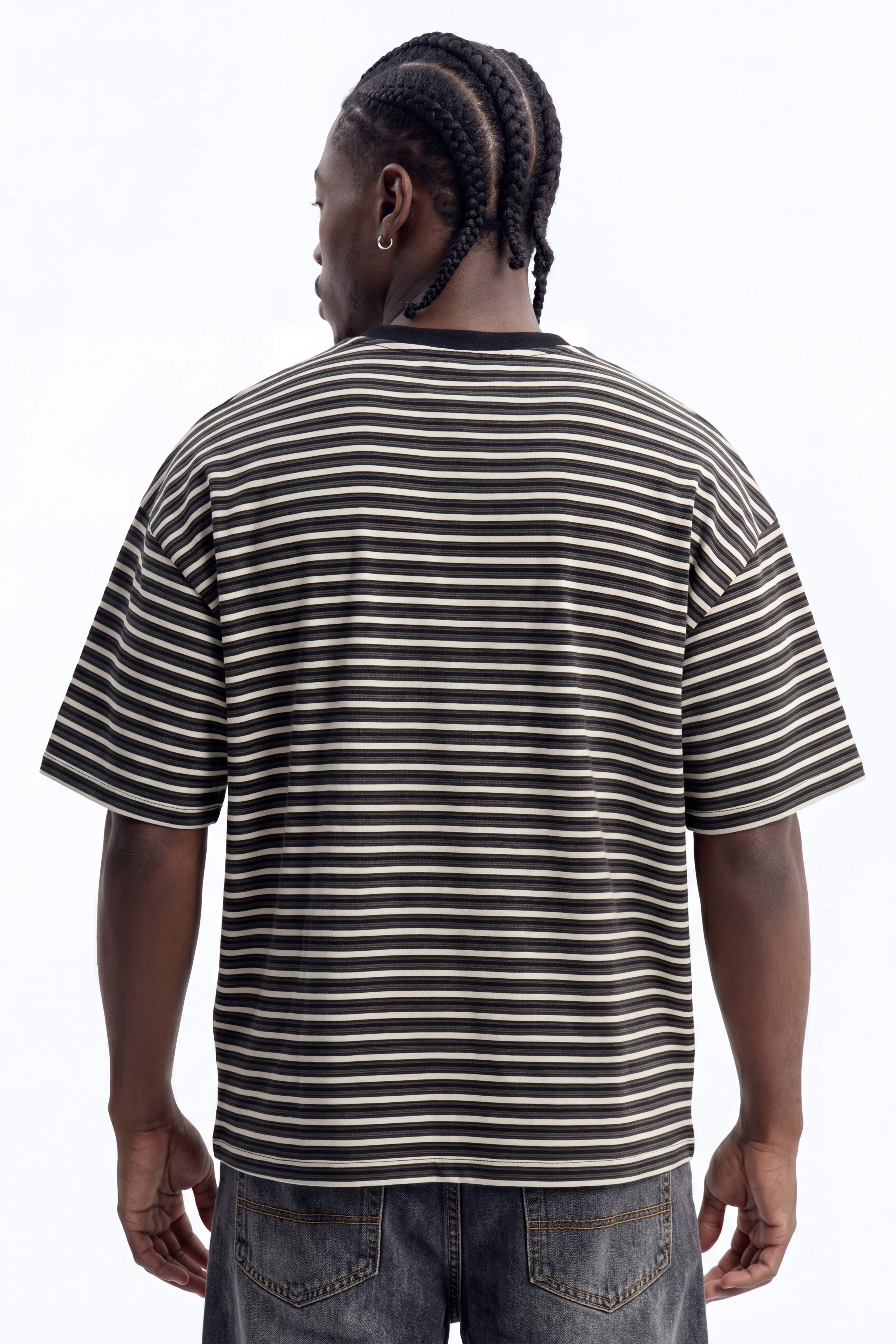 Tate Stripe Oversized Crewneck Tee - Black/combo image 4