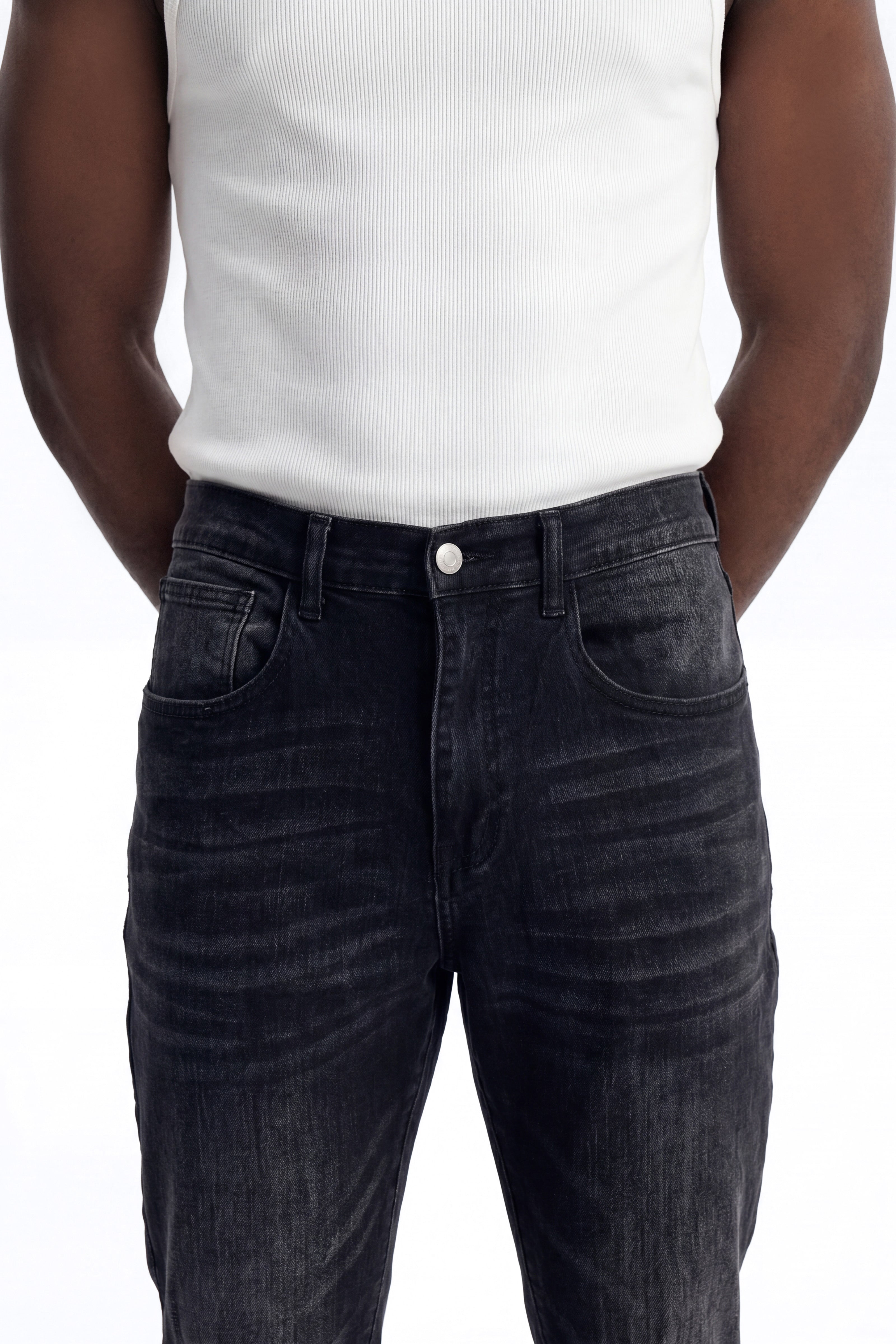 Stacked Skinny Flare Not Too Much Distressed Jean - Black image 3