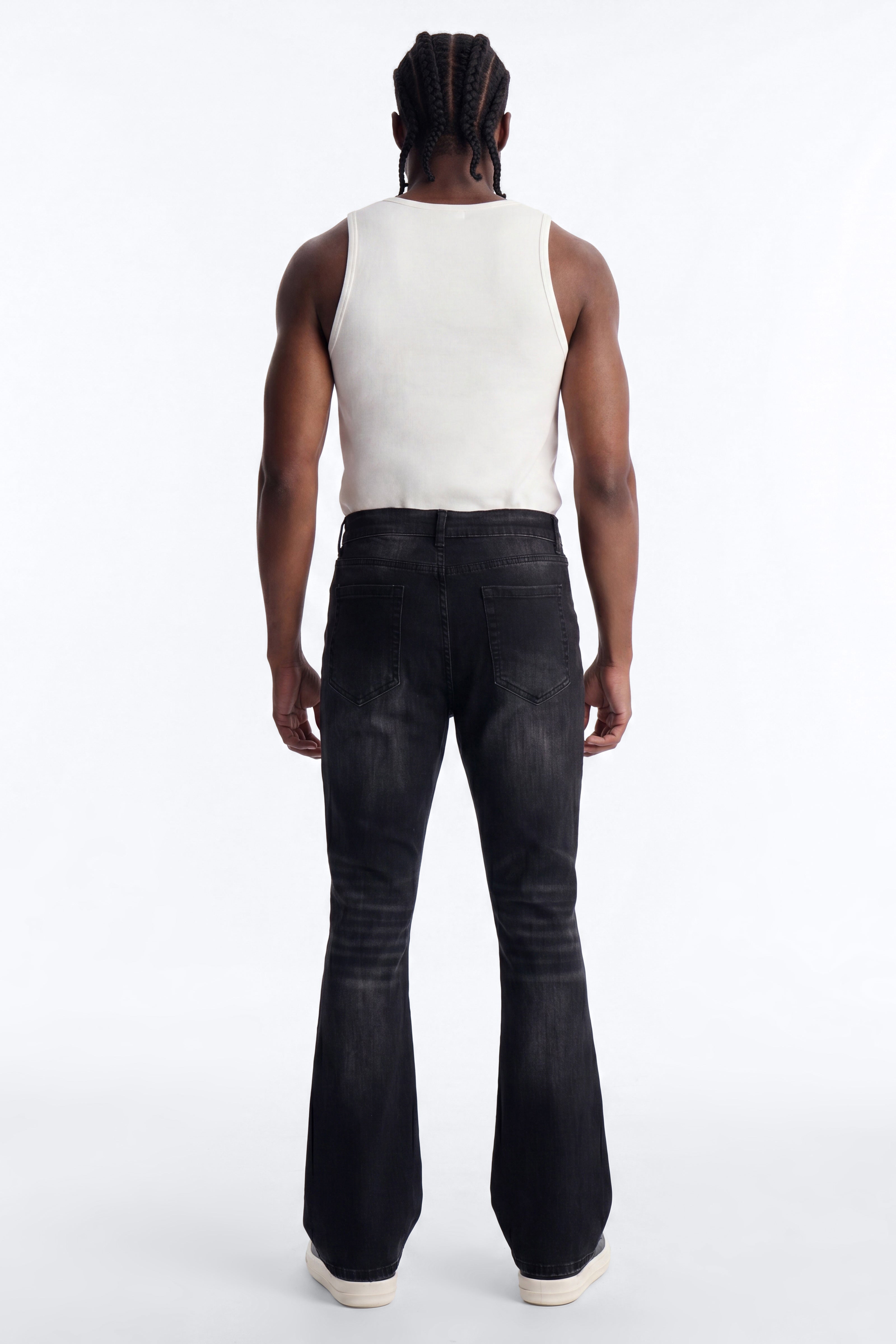 Stacked Skinny Flare Not Too Much Distressed Jean - Black image 4