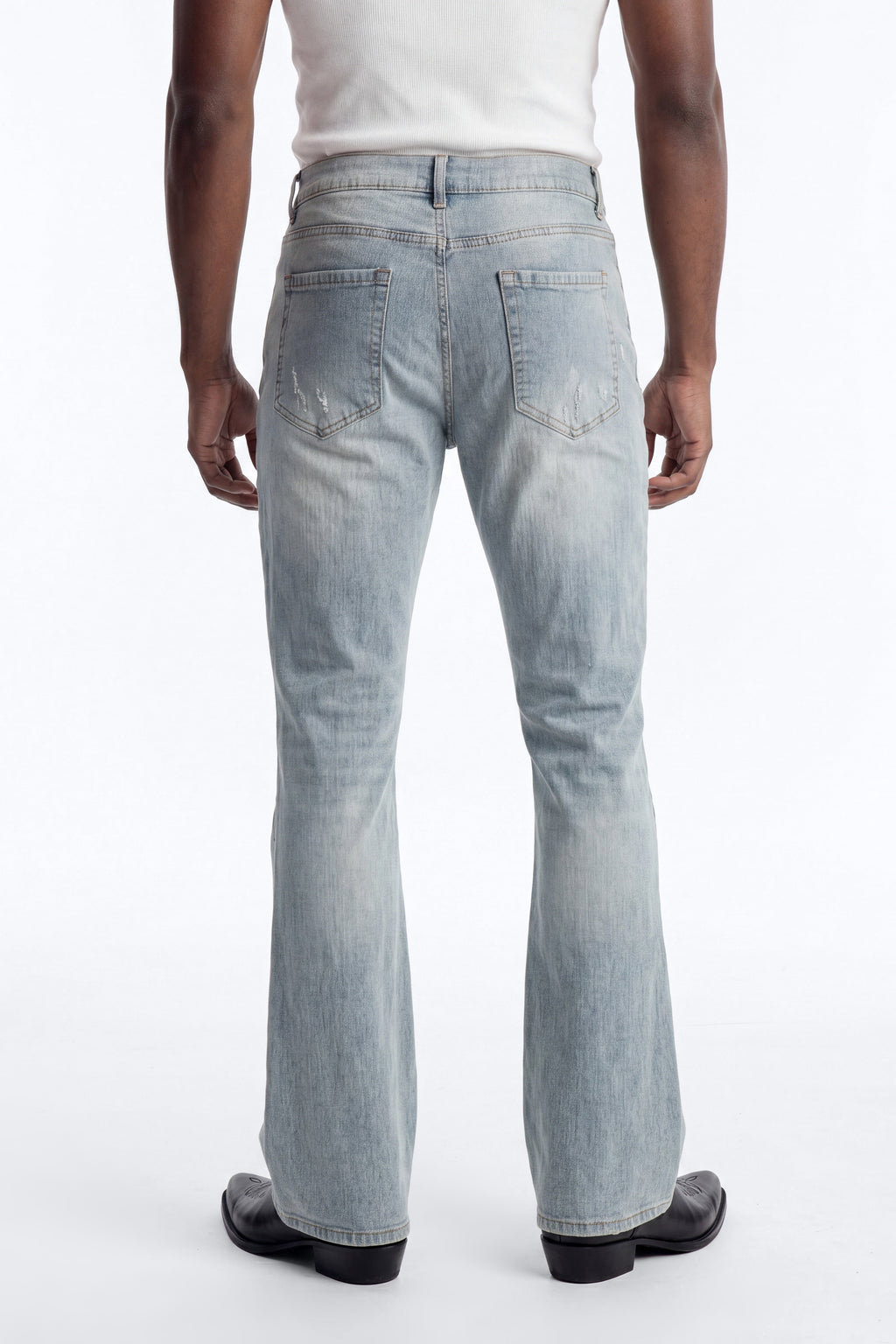 Stacked Skinny Flare Not Too Much Distressed Jean - Light Blue Wash image 4