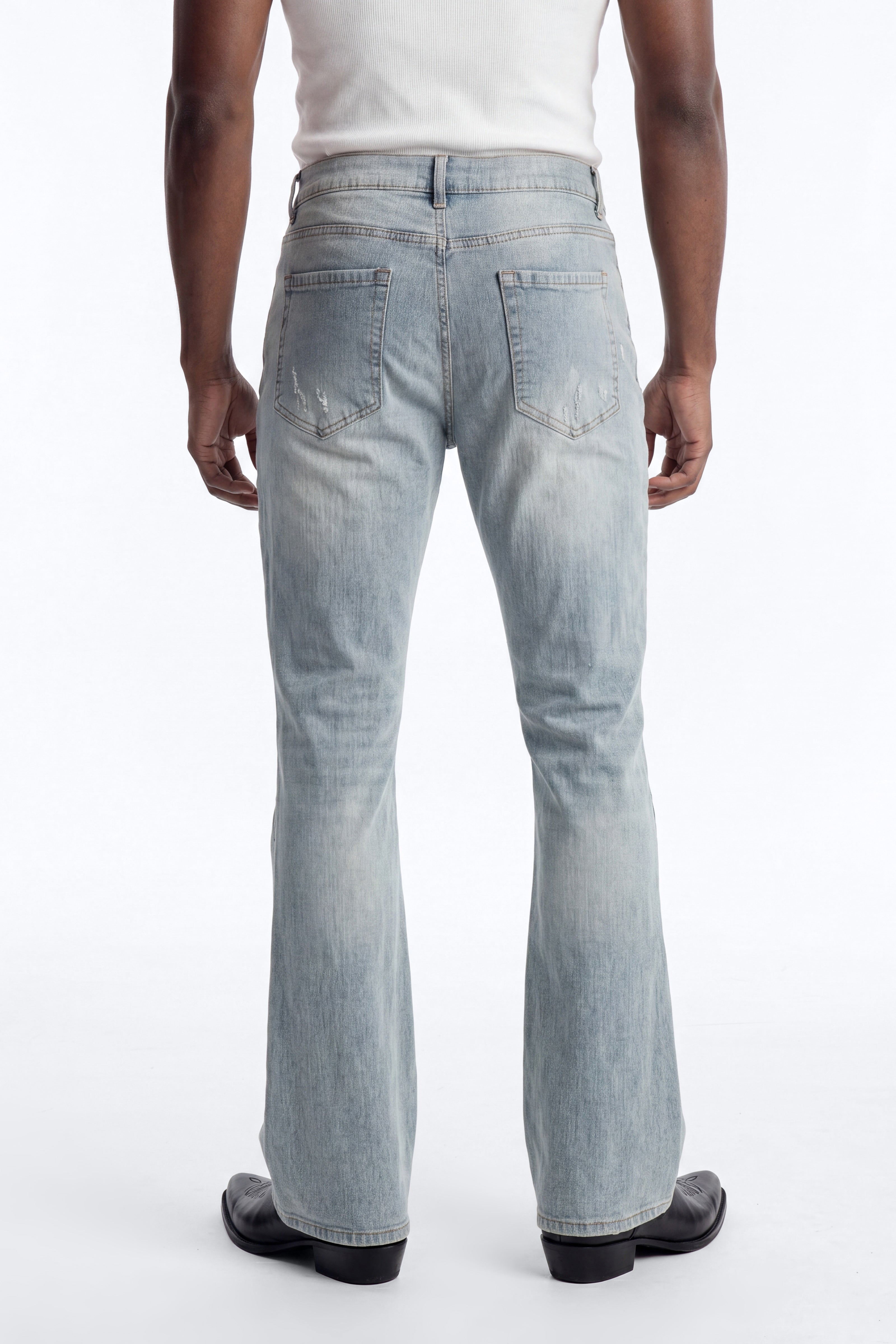 Stacked Skinny Flare Not Too Much Distressed Jean - Light Blue Wash image 4