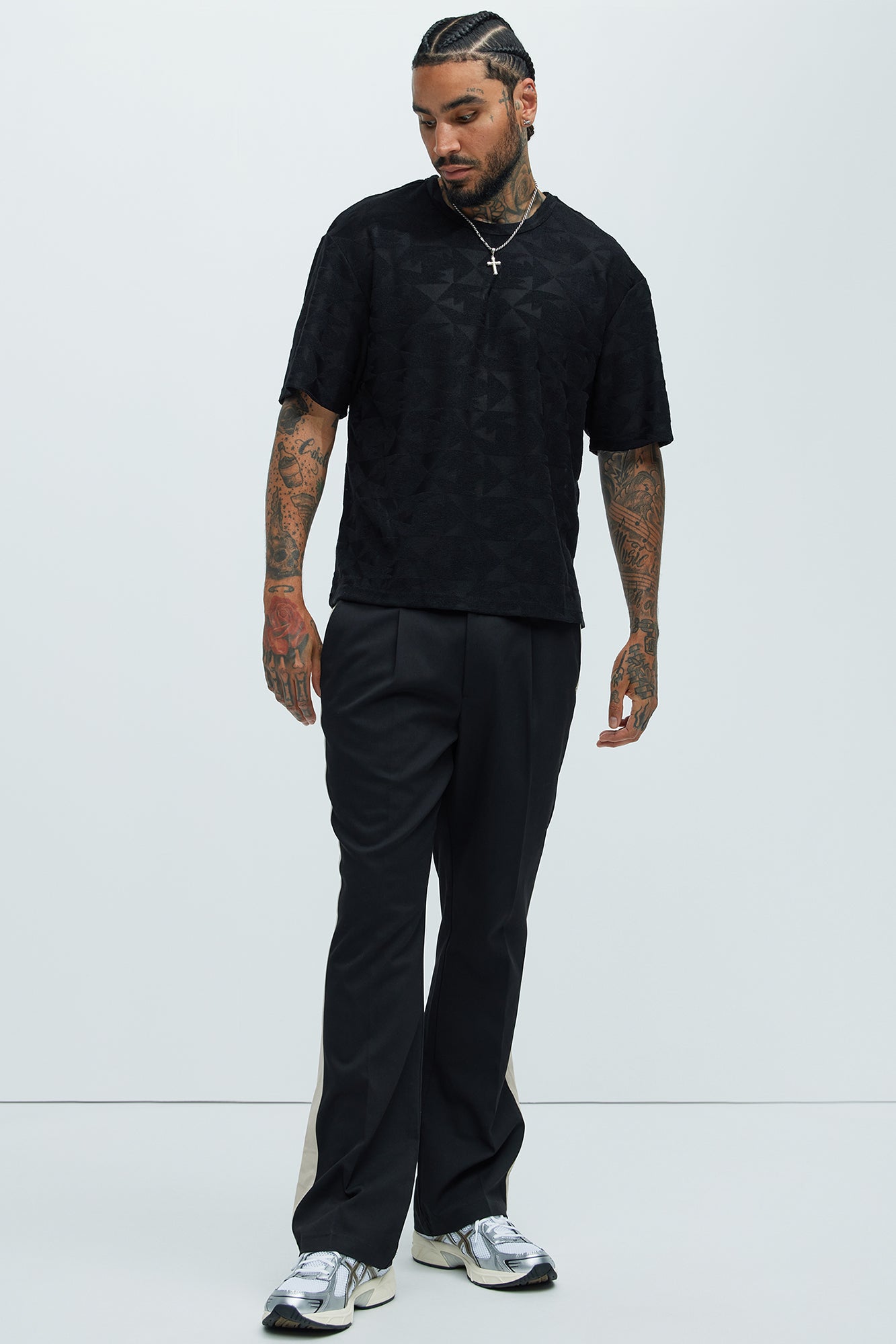 Binney Jacquard Relaxed Short Sleeve Tee - Black image 2