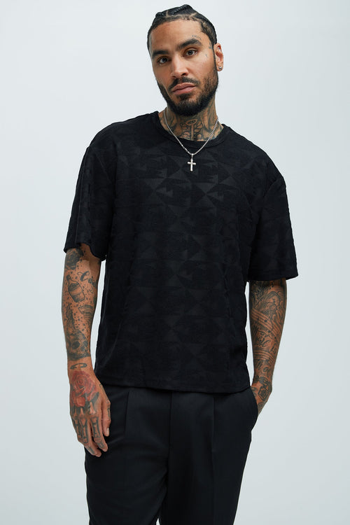 Binney Jacquard Relaxed Short Sleeve Tee - Black image 1