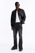 Stacked Skinny Flare Slit Dare Me Distressed Jean - Black Wash image 2