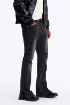 Stacked Skinny Flare Slit Dare Me Distressed Jean - Black Wash image 1