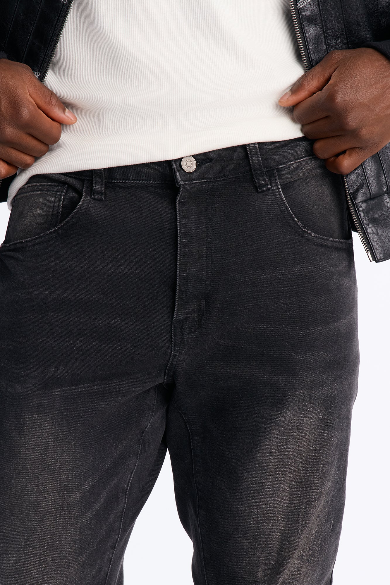 Stacked Skinny Flare Slit Dare Me Distressed Jean - Black Wash image 3