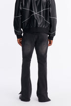 Stacked Skinny Flare Slit Dare Me Distressed Jean - Black Wash image 4