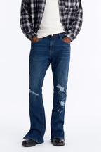 Stacked Skinny Flare Slit Dare Me Distressed Jean - Dark Wash image 2