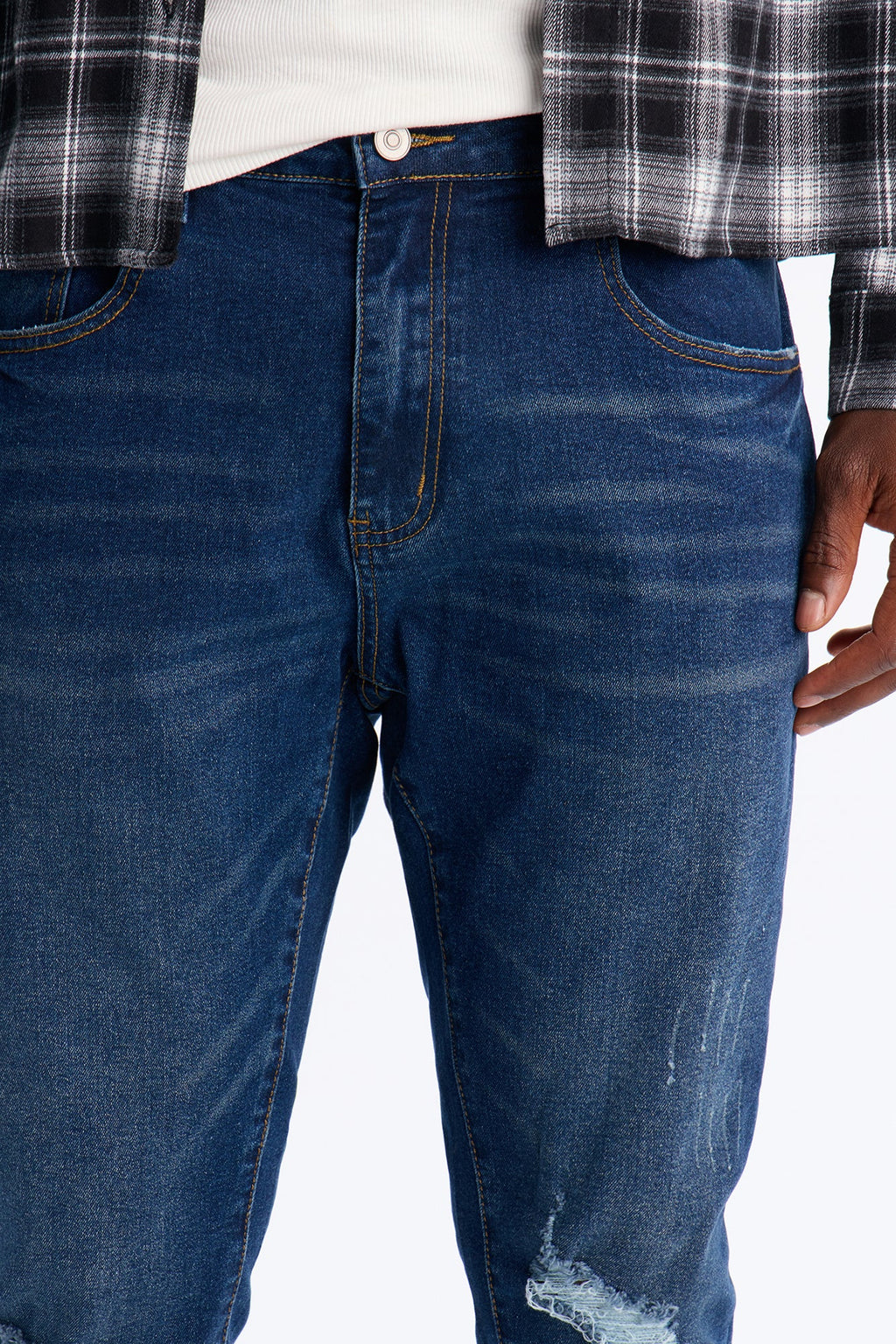 Stacked Skinny Flare Slit Dare Me Distressed Jean - Dark Wash image 3