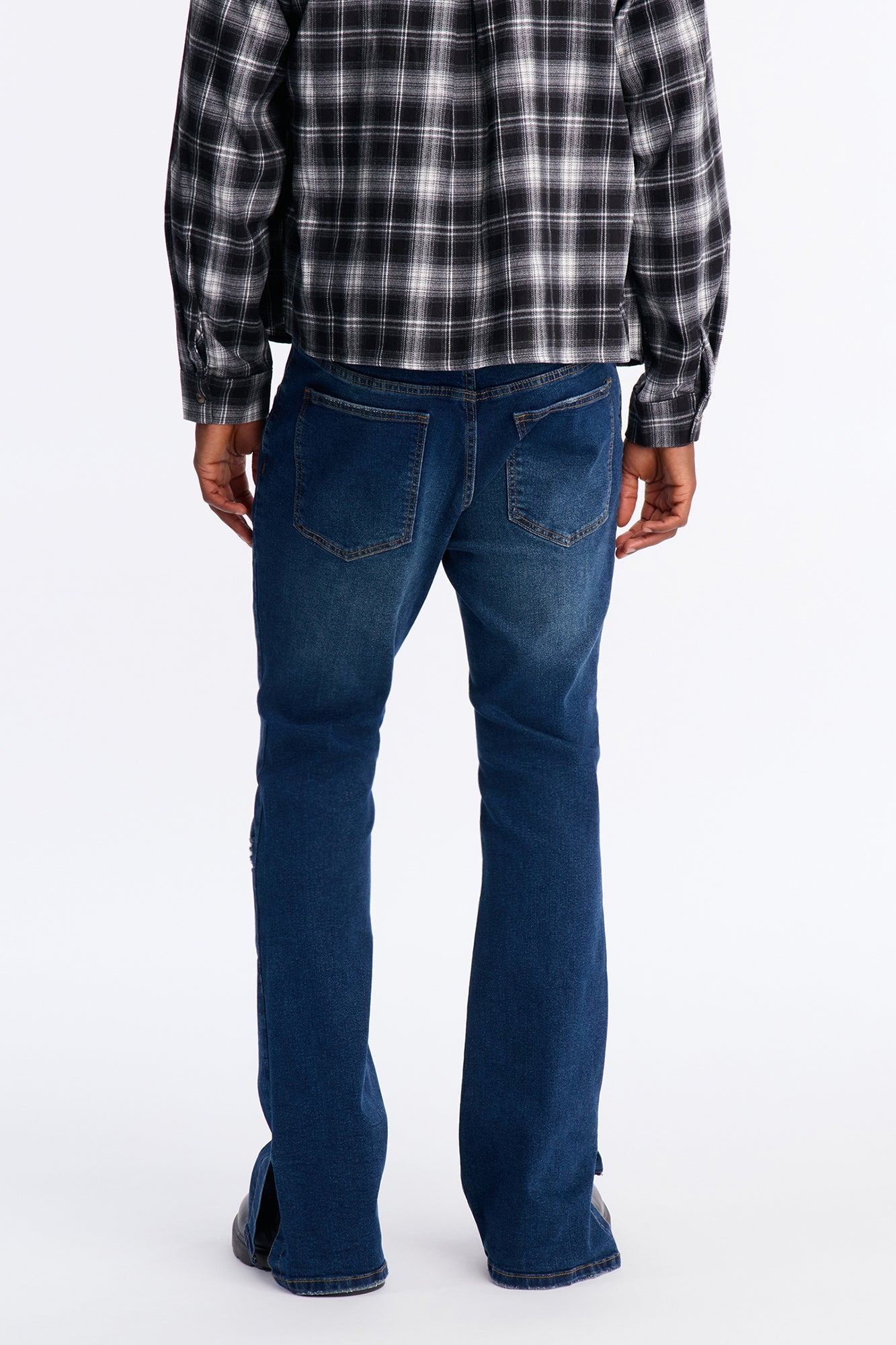 Stacked Skinny Flare Slit Dare Me Distressed Jean - Dark Wash image 4