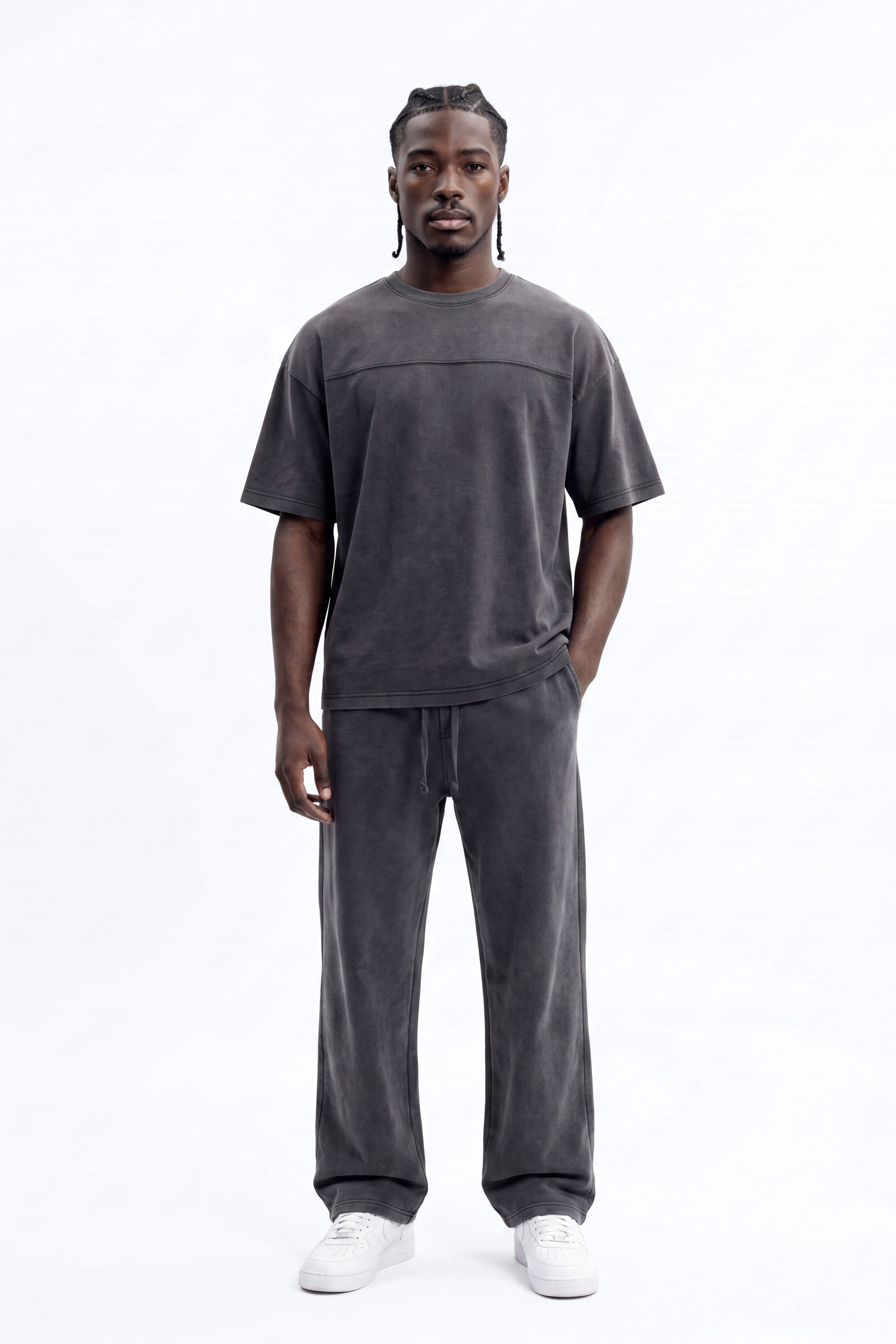 Soft Touch Washed Interlock Oversized Tee - Black Wash image 1