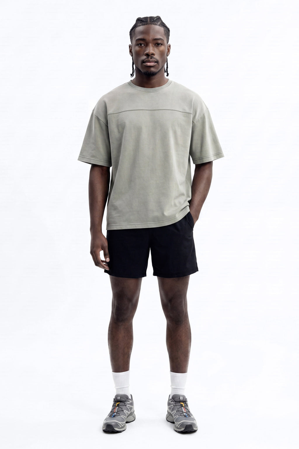 Soft Touch Washed Interlock Oversized Tee - Olive image 1