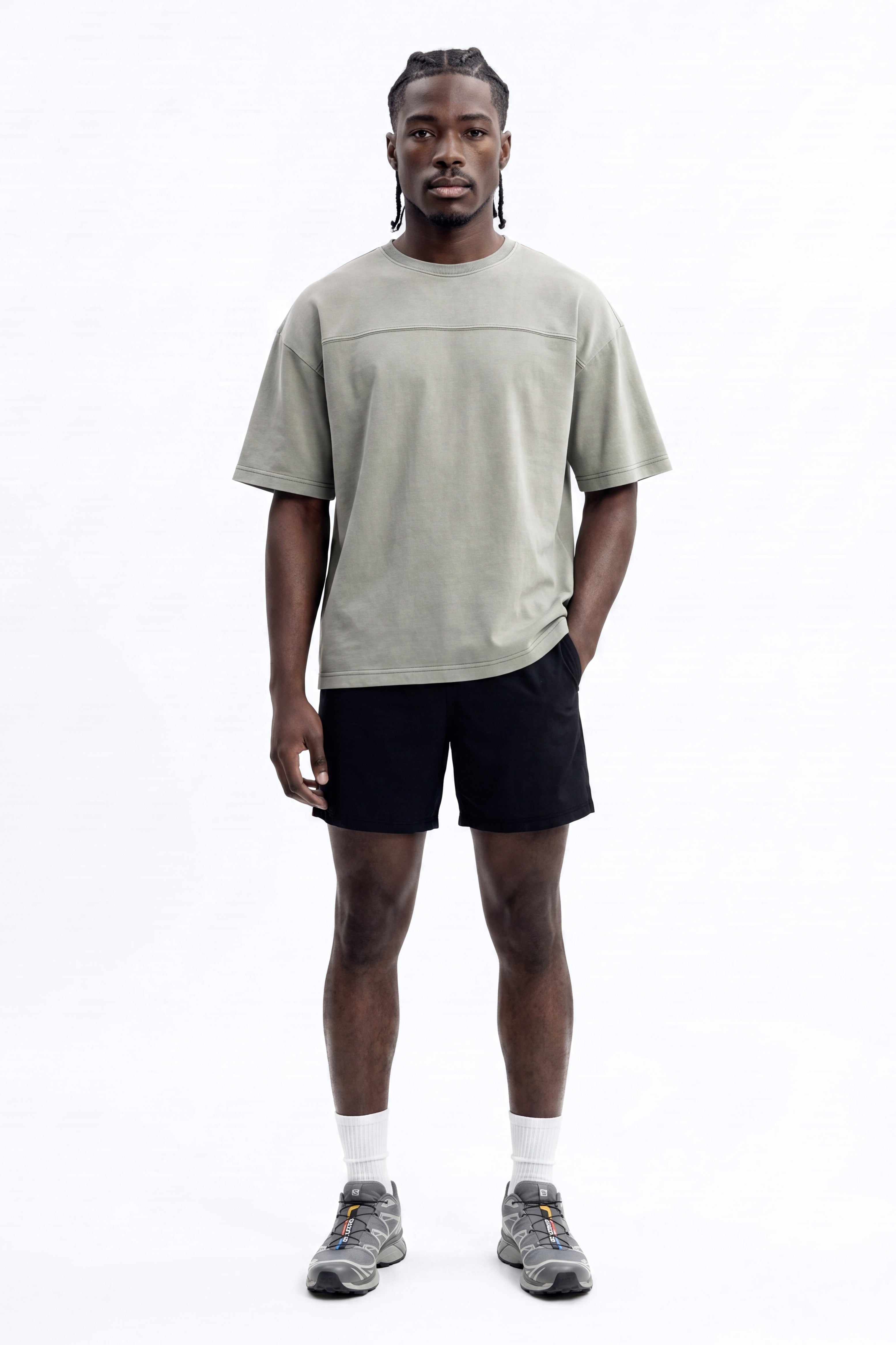 Soft Touch Washed Interlock Oversized Tee - Olive image 1