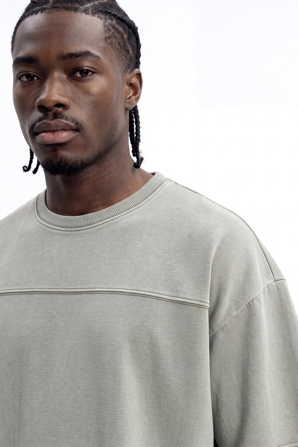 Soft Touch Washed Interlock Oversized Tee - Olive image 2