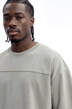 Soft Touch Washed Interlock Oversized Tee - Olive image 2