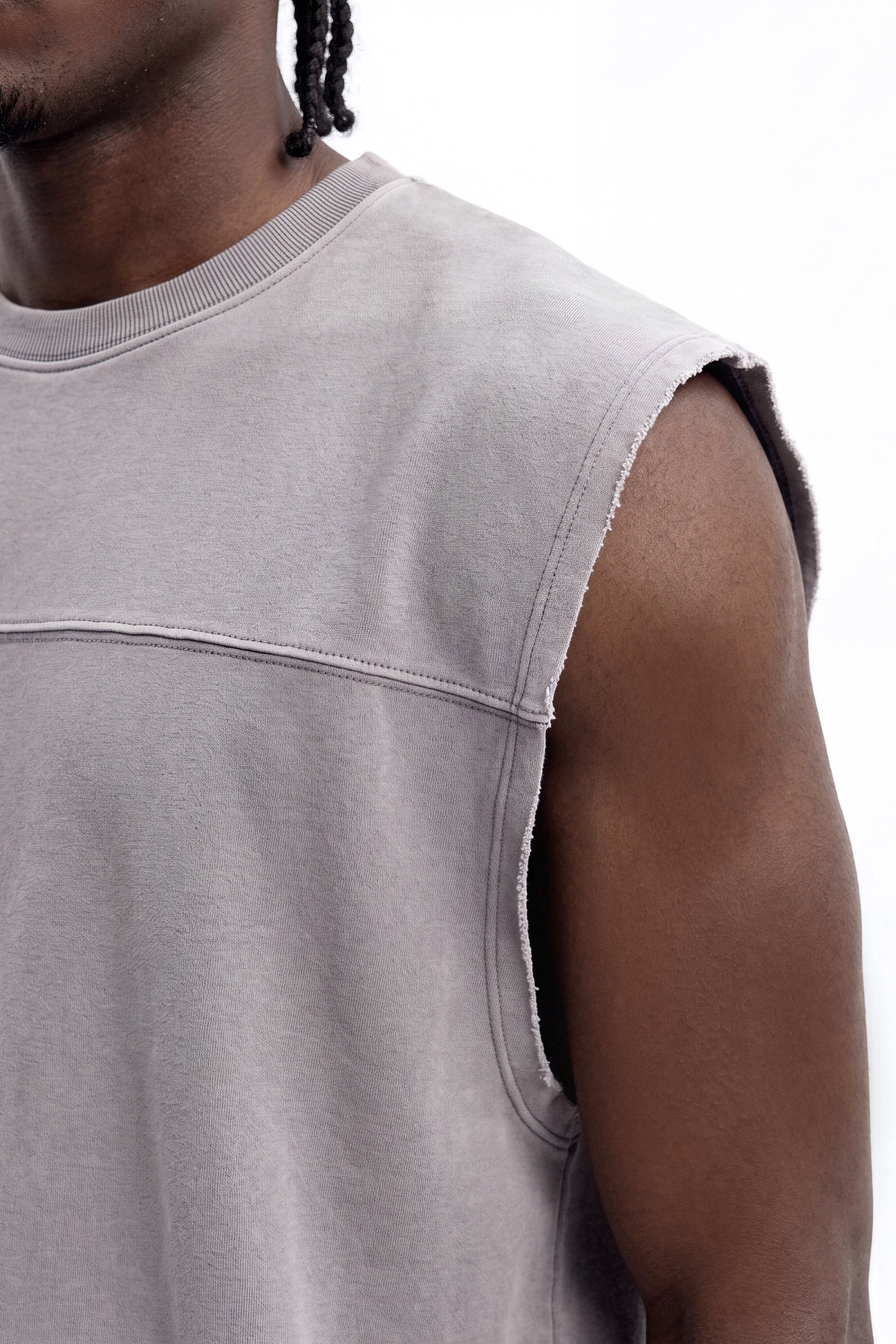 Soft Touch Washed Interlock Oversized Muscle Tee - Grey image 2