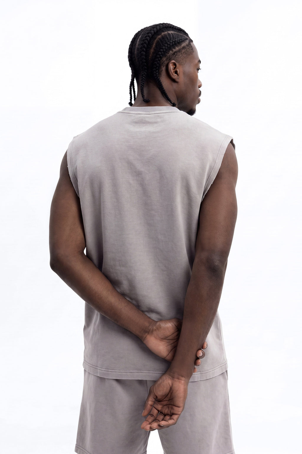 Soft Touch Washed Interlock Oversized Muscle Tee - Grey image 3
