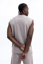 Soft Touch Washed Interlock Oversized Muscle Tee - Grey image 3