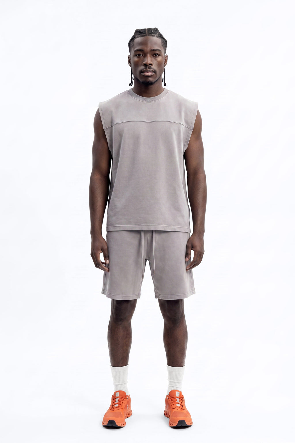 Soft Touch Washed Interlock Oversized Muscle Tee - Grey image 1