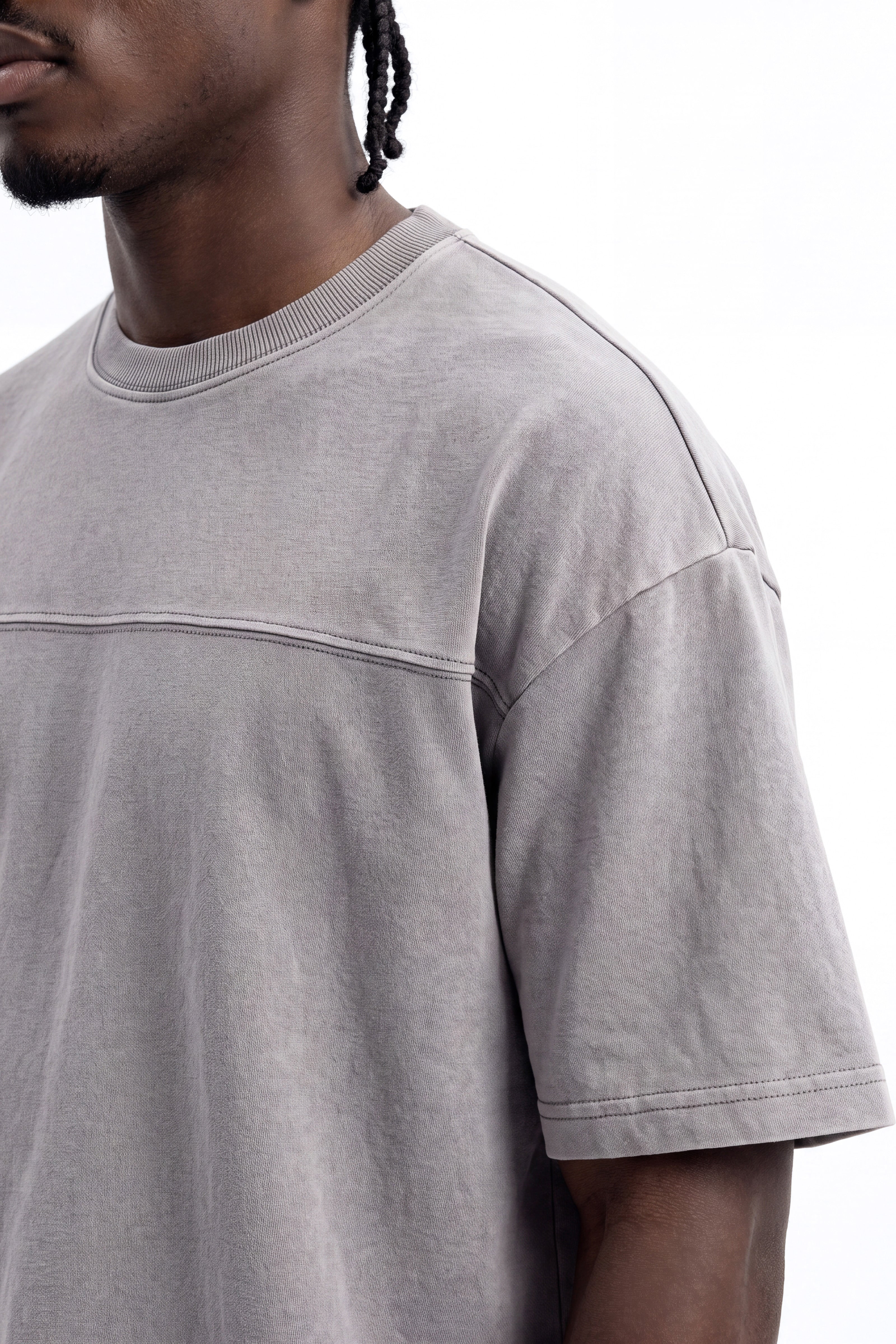Soft Touch Washed Interlock Oversized Tee - Grey image 2