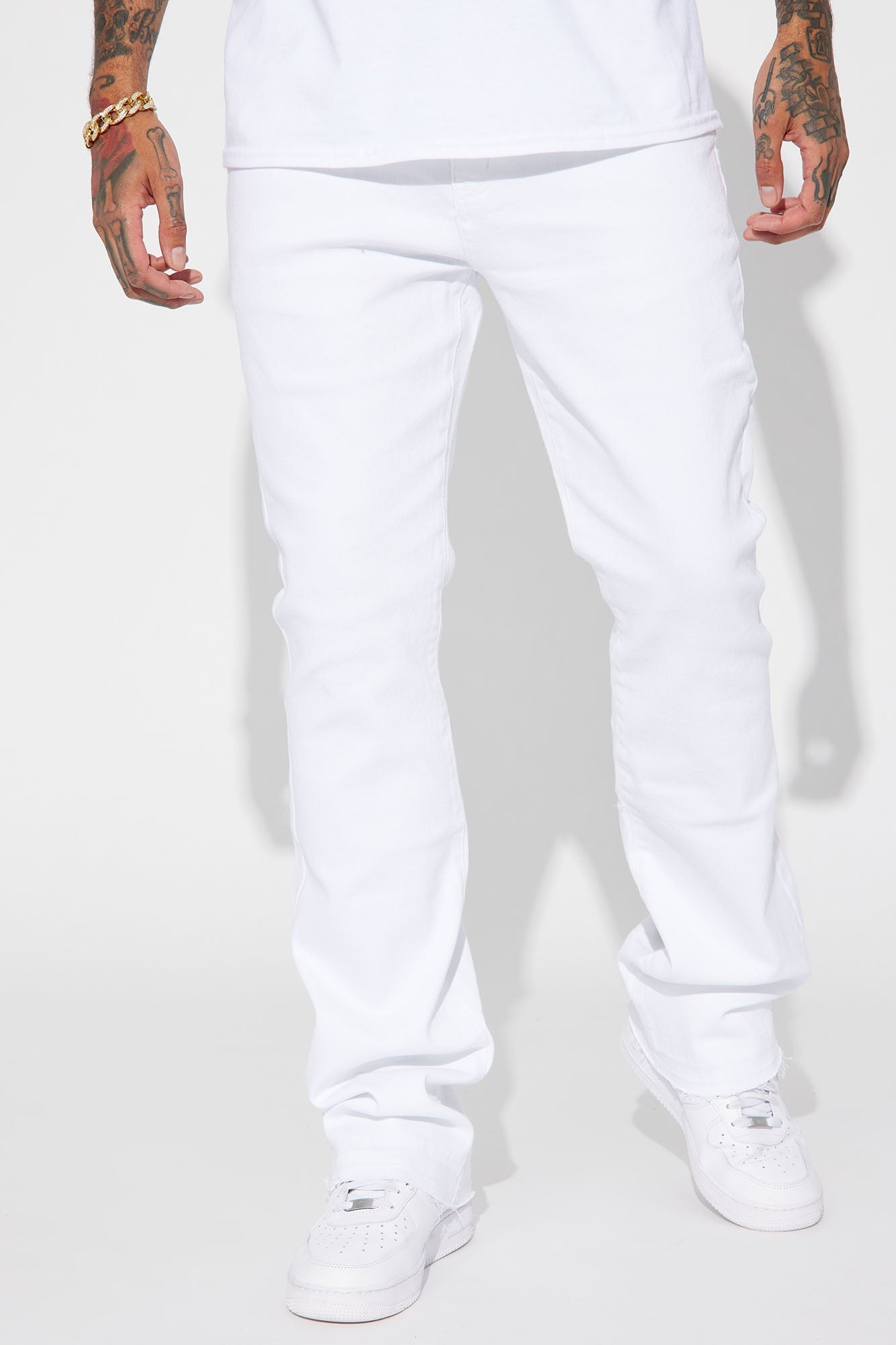 Cornell Stacked Skinny Flare Jeans - White image 1