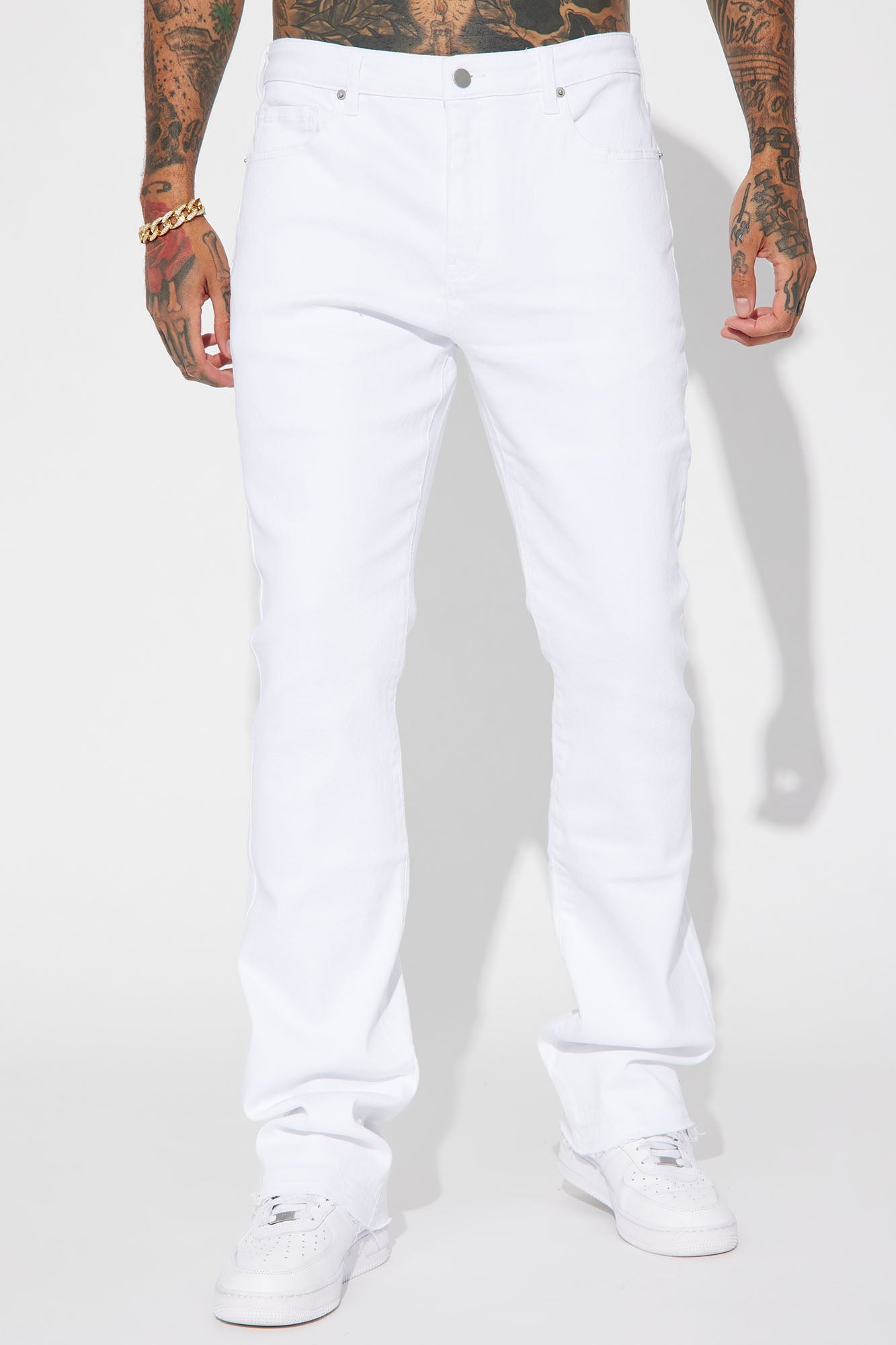 Cornell Stacked Skinny Flare Jeans - White image 3