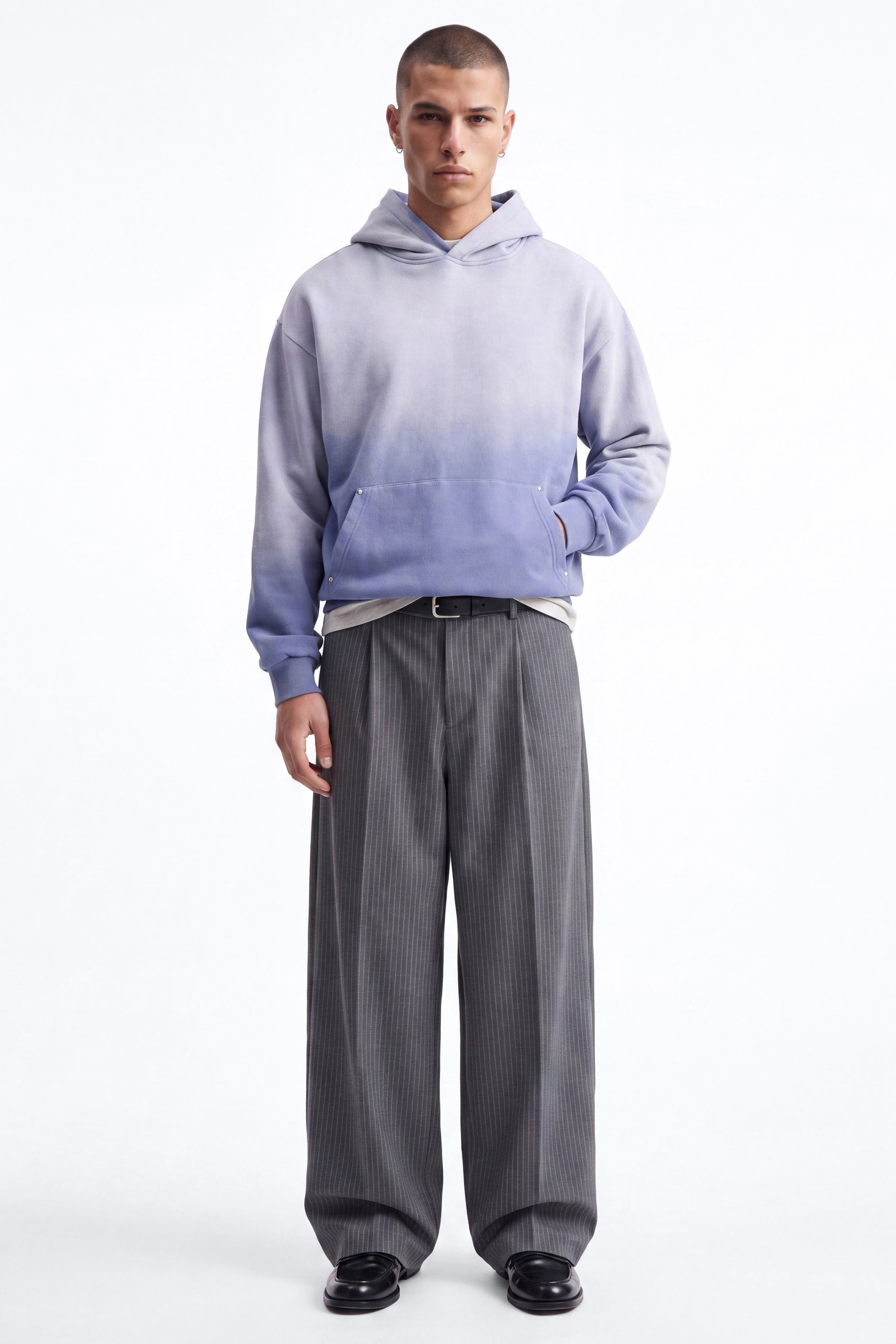 Kane Vintage Studded Oversized Hoodie - Washed Blue image 2